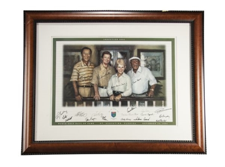2004 Golf Induction Large Framed Lithograph Signed By 19 Golfers Including Arnold Palmer